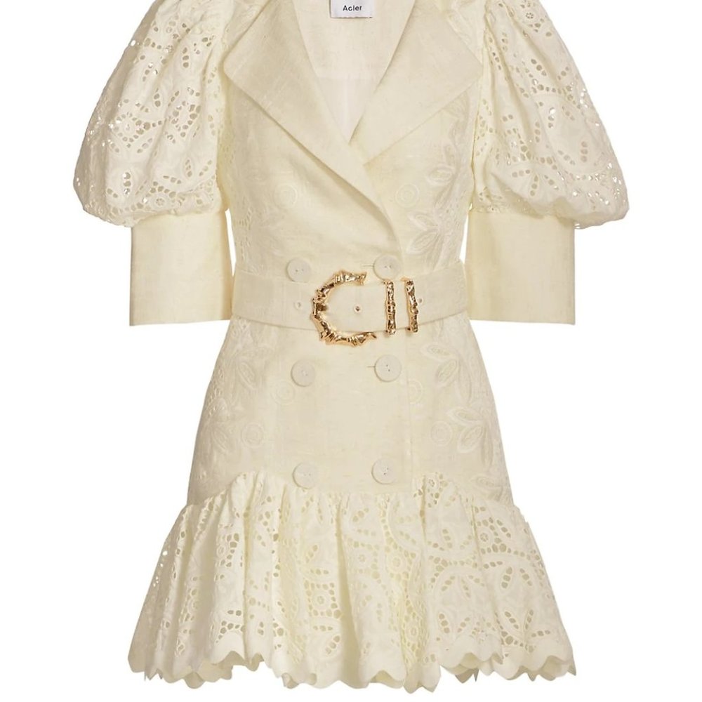 Acler Sierra Belted Puff-Sleeve Dress